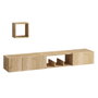 Hanah Home Mueble TV Roble Zafiro 180cm Ancho, Estante Pared 25cm, Cómoda 50cm